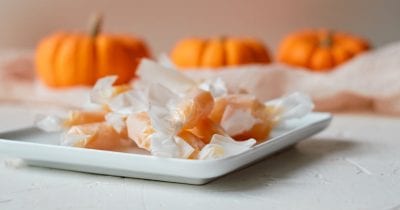 plate of pumpkin caramels