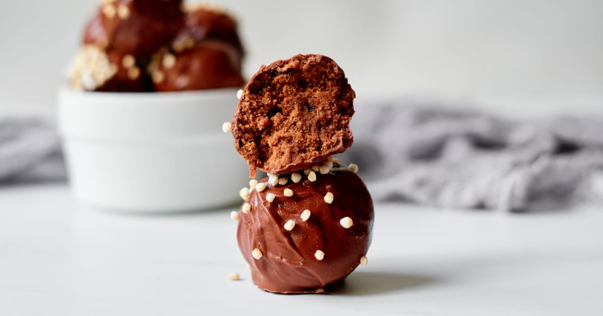 stack of gluten free chocolate banana truffles