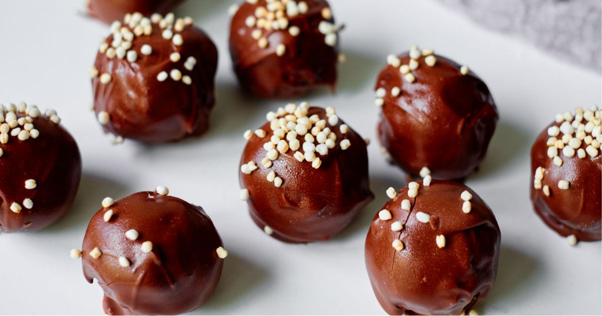 quinoa topped chocolate banana truffles