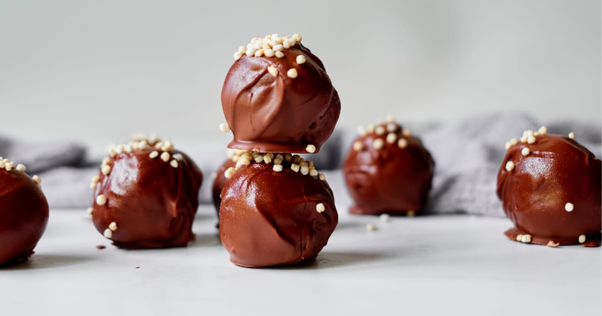 side view of gluten free chocolate banana truffles