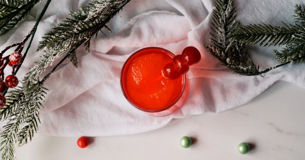 christmas holiday cherry slush mocktail