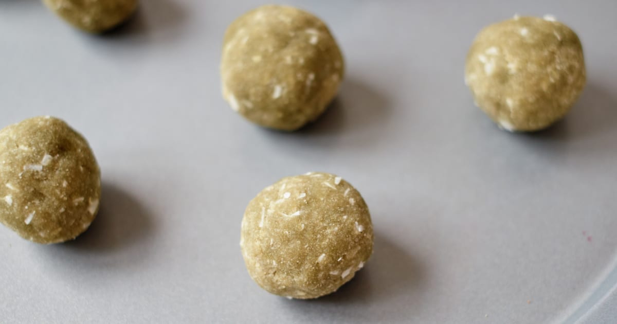 matcha balls on tray