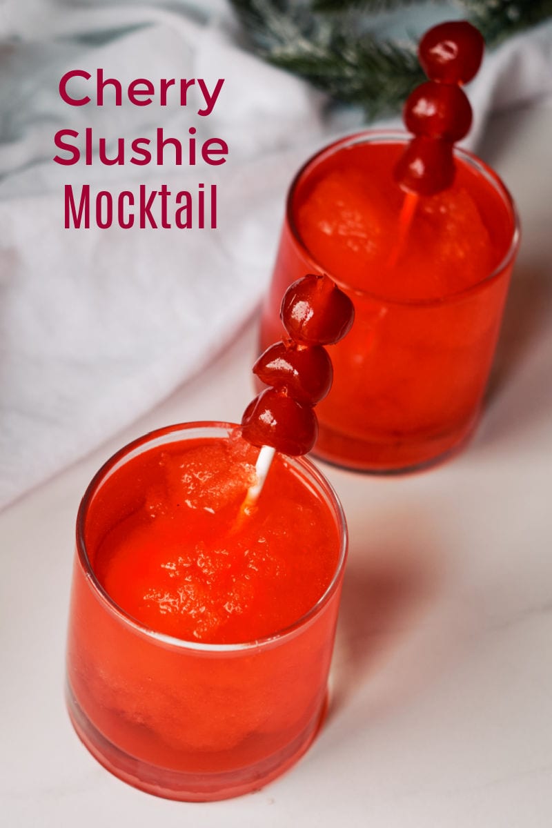 Ho Ho Holiday Cherry Slush Mocktail Recipe #mocktail #holidaymocktail