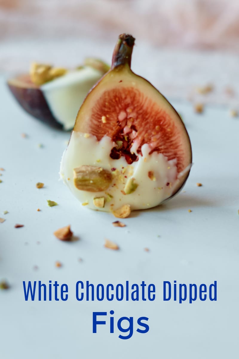 White Chocolate Dipped Figs Recipe with crushed pistachios