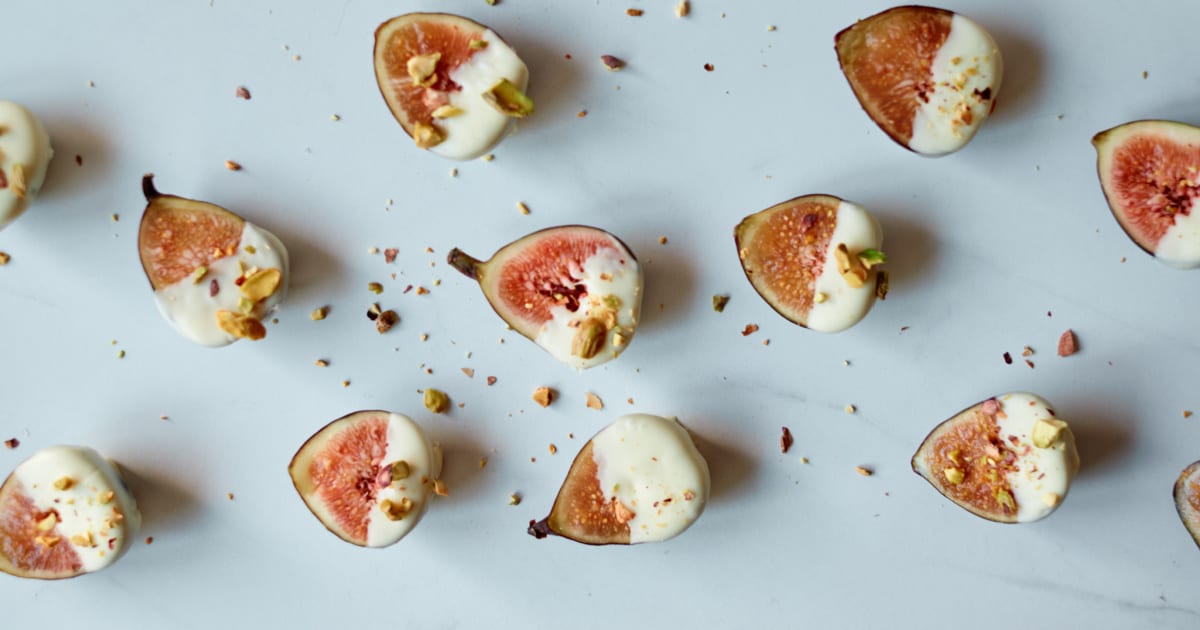 pistachio white chocolate dipped figs