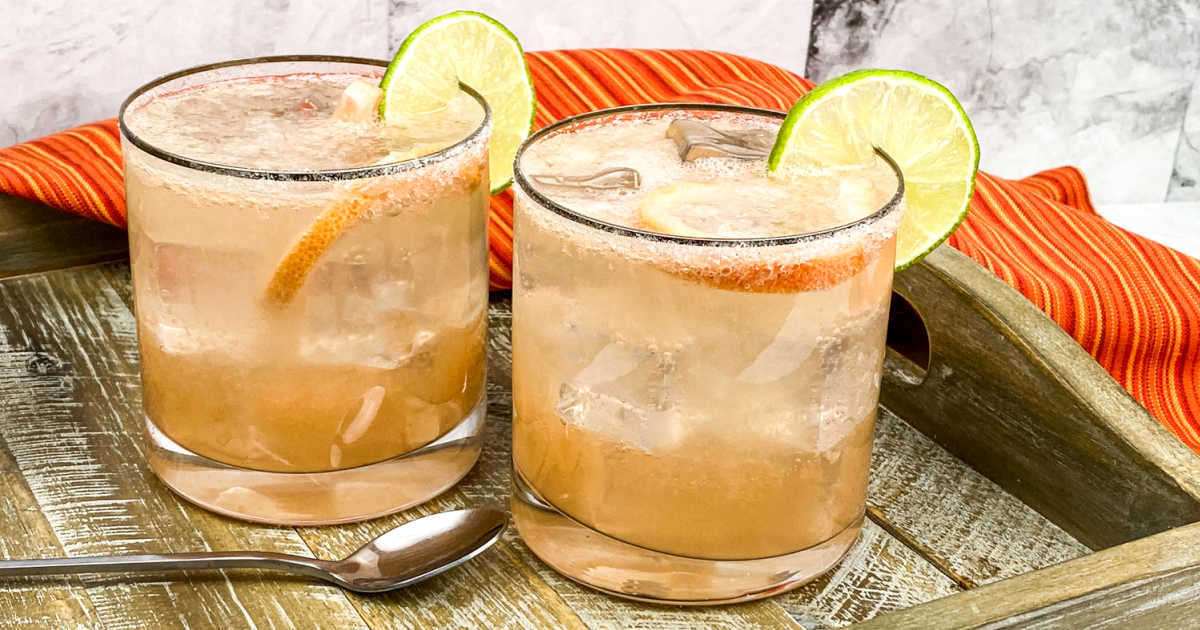 two sparkling paloma cocktails