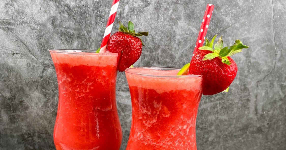 two strawberry daiquiris