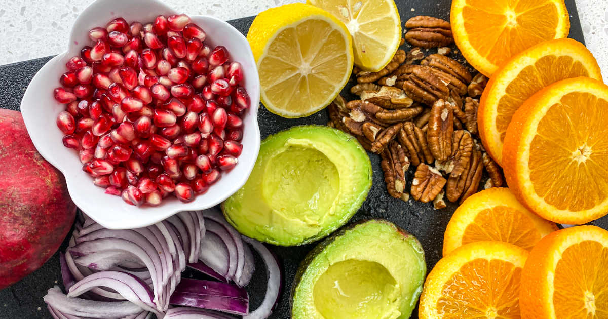 ingredients for pomegranate orange salad