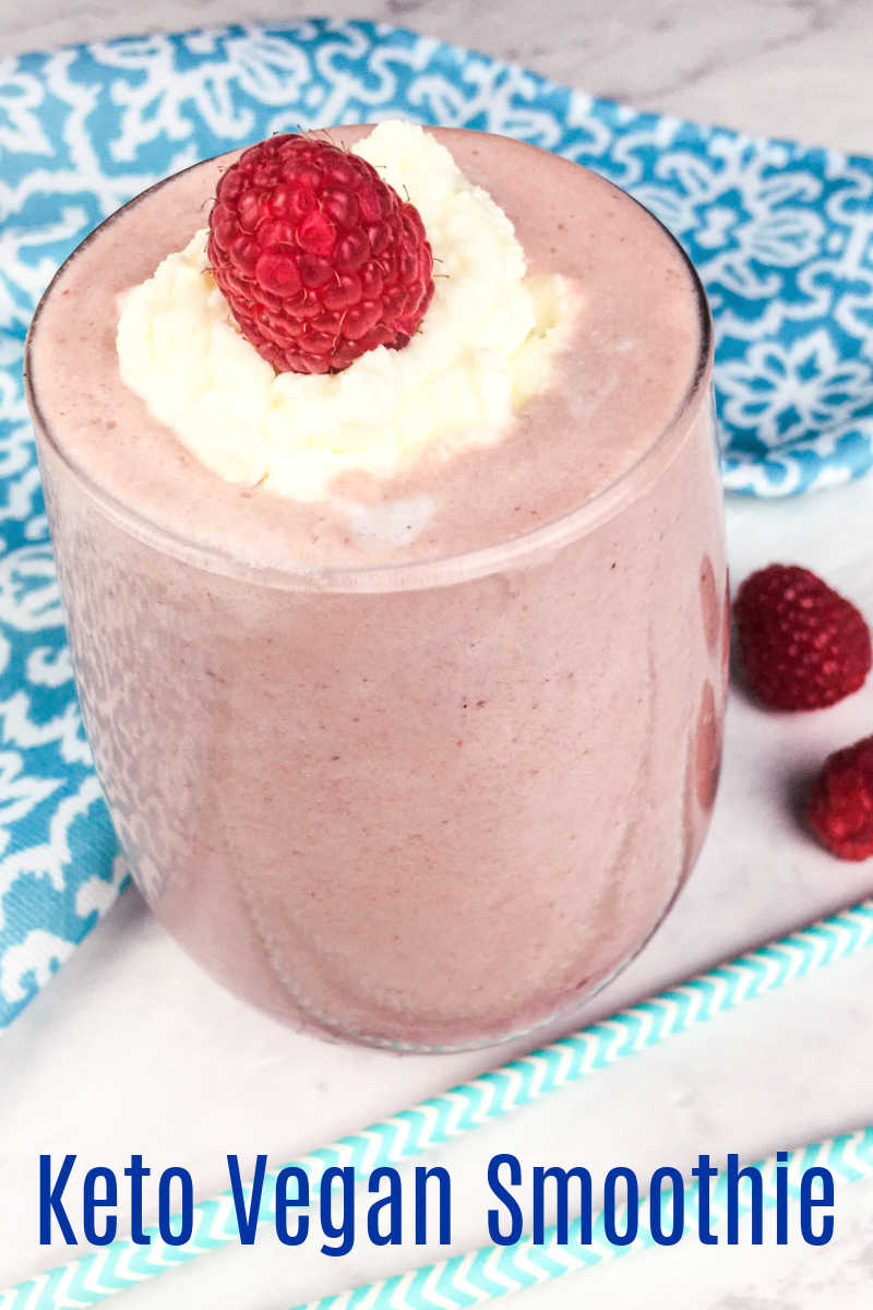 This keto raspberry coconut smoothie is a delicious for vegans, people who follow a low carb diet or anyone who wants a tasty protein drink. #keto #vegan #lowcarb