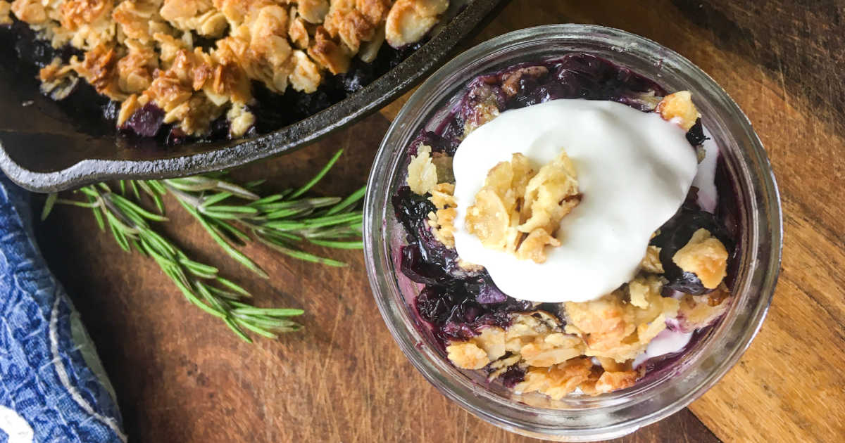 feature cast iron skillet blueberry crisp