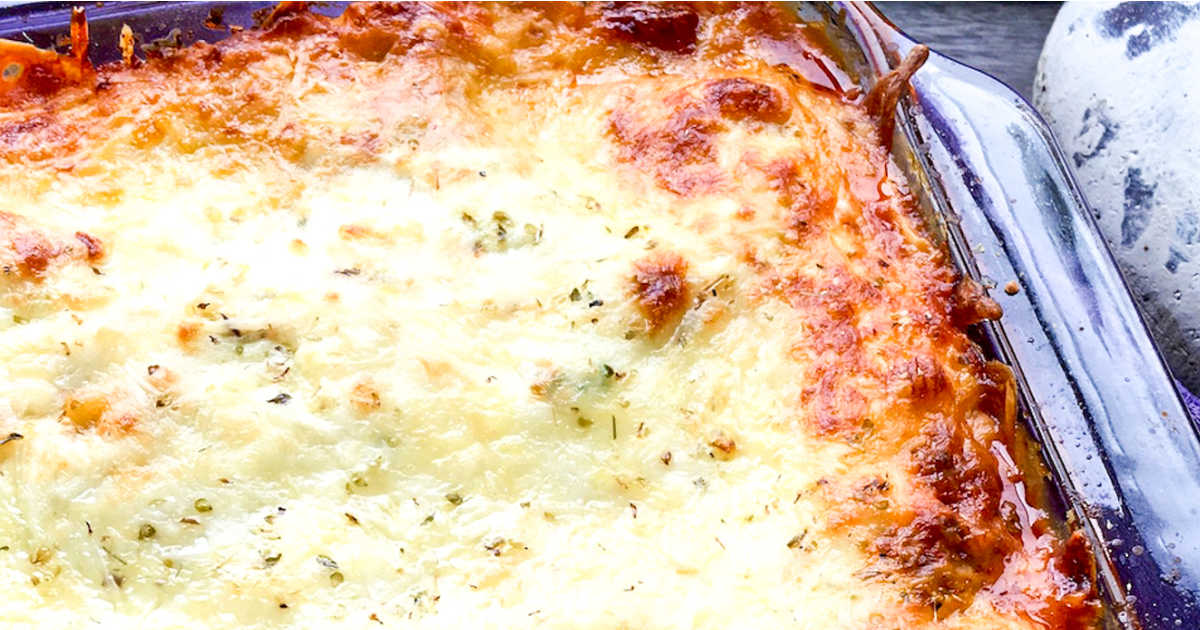 lasagna in baking dish