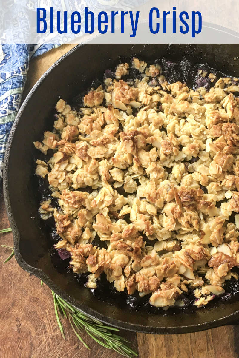 When fresh blueberries are at their peak, make this simple cast iron skillet blueberry crisp that is sweetened with maple syrup. 