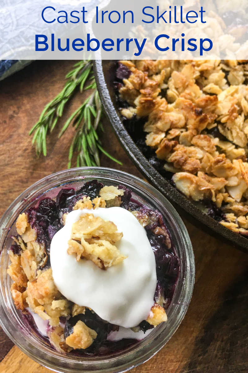 When fresh blueberries are at their peak, make this simple cast iron skillet blueberry crisp that is sweetened with maple syrup. 
