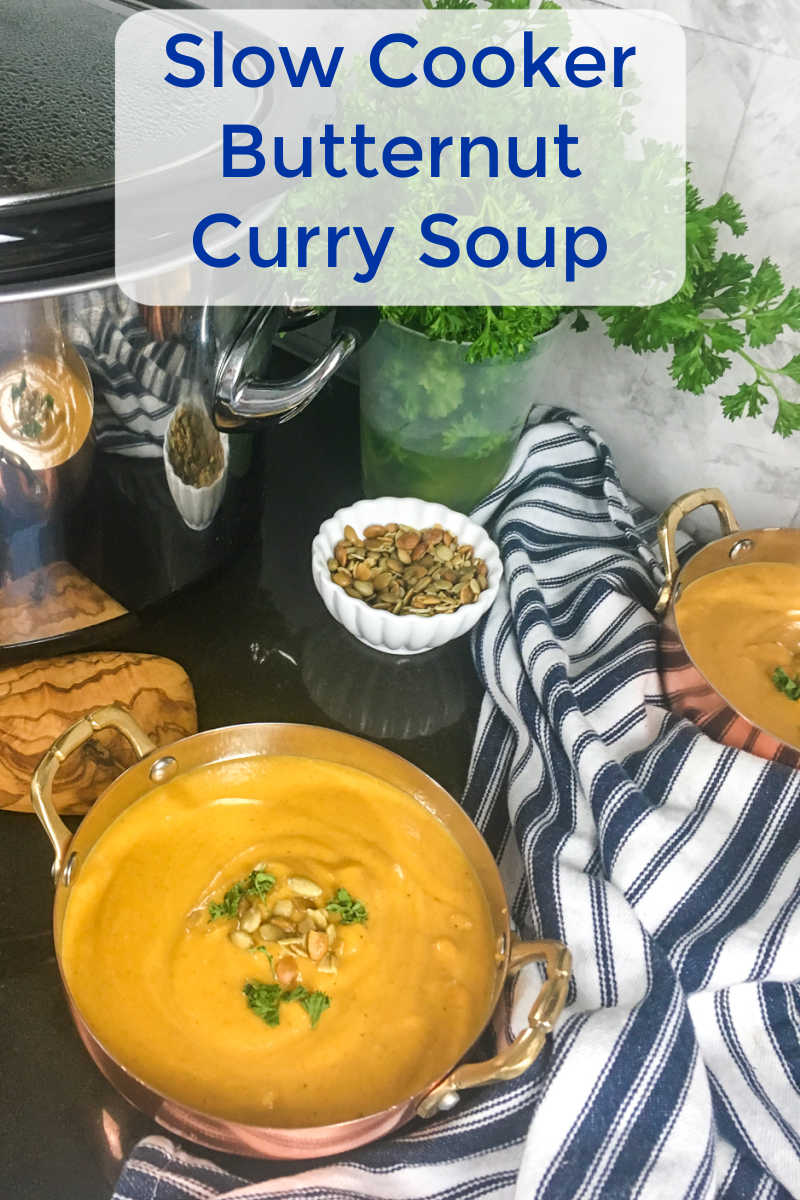 Make my butternut curry soup in your slow cooker, when you want to warm up with a satisfying comfort food meal.