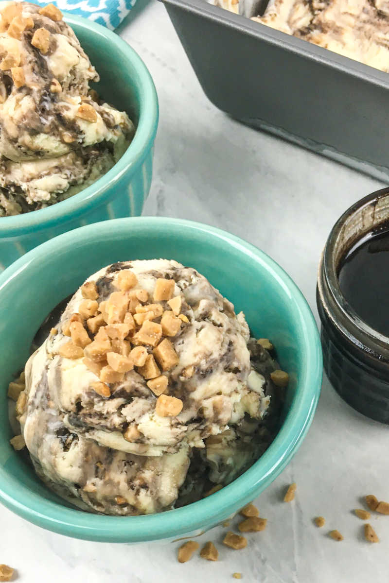 It's easy to make a homemade decadent frozen dessert, when you follow my simple no churn toffee ice cream recipe. 