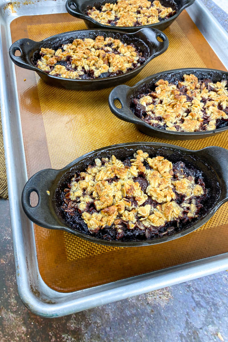 This easy cherry crisp that is baked in cast iron will satisfy your comfort food cravings, when you eat it as is warm from the oven. 