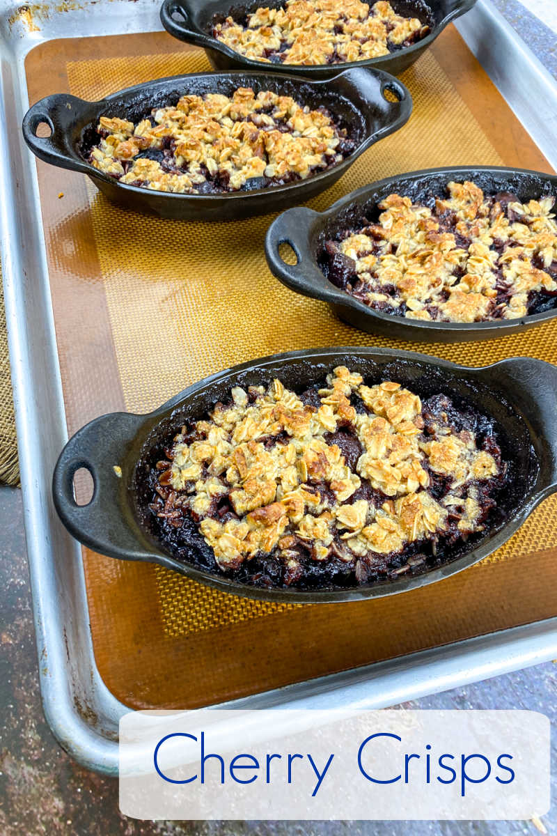 This easy cherry crisp that is baked in cast iron will satisfy your comfort food cravings, when you eat it as is warm from the oven. 