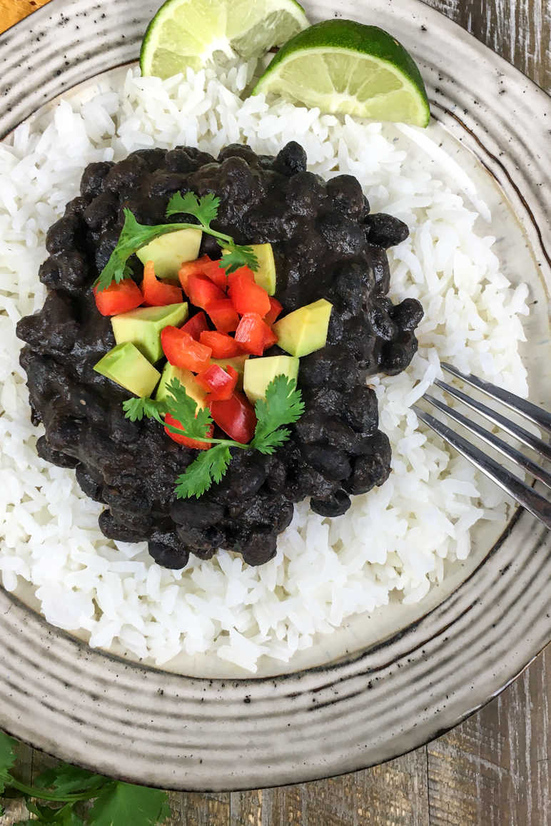 Make my Instant Pot black beans and rice, when you want a satisfying vegan dish inspired by the flavors of Cuba.