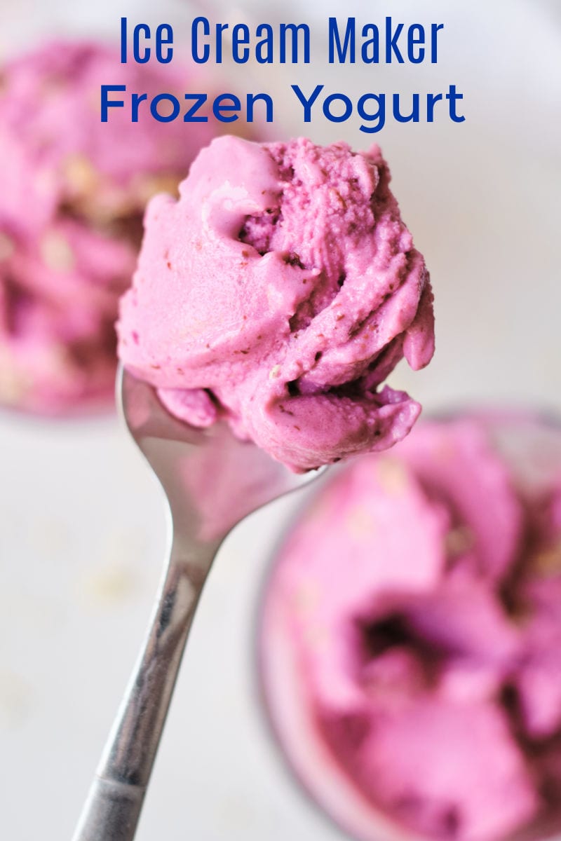 There are only two ingredients in this easy blackberry frozen yogurt recipe, but it is absolutely delicious when made in an ice cream maker. 