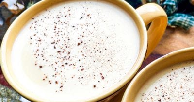 eggnog topped with nutmeg.