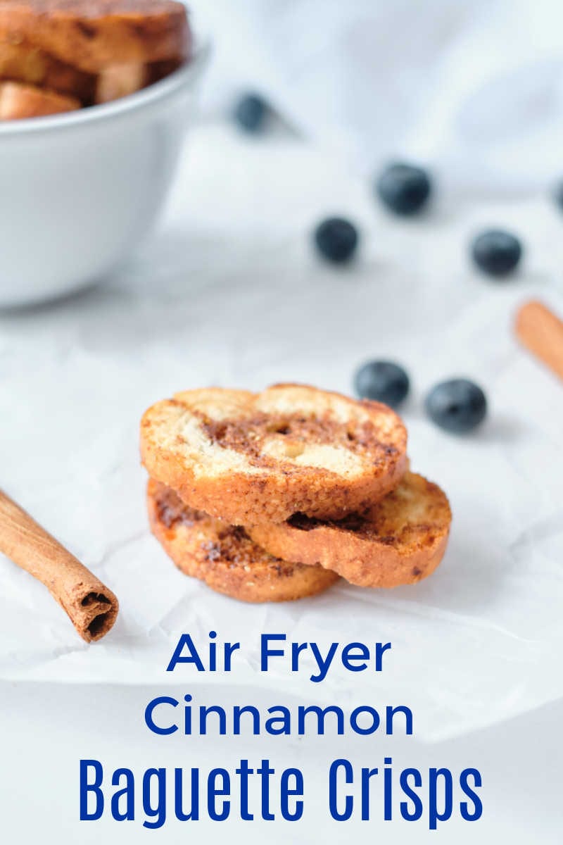 When you have leftover bread, you can easily make delicious cinnamon sugar air fryer baguette crisps for a treat. 