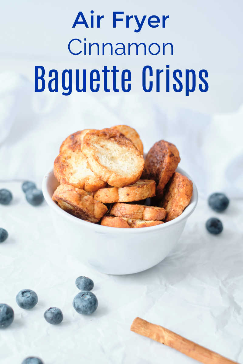 When you have leftover bread, you can easily make delicious cinnamon sugar air fryer baguette crisps for a treat. 