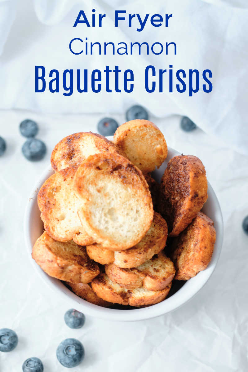 When you have leftover bread, you can easily make delicious cinnamon sugar air fryer baguette crisps for a treat. 