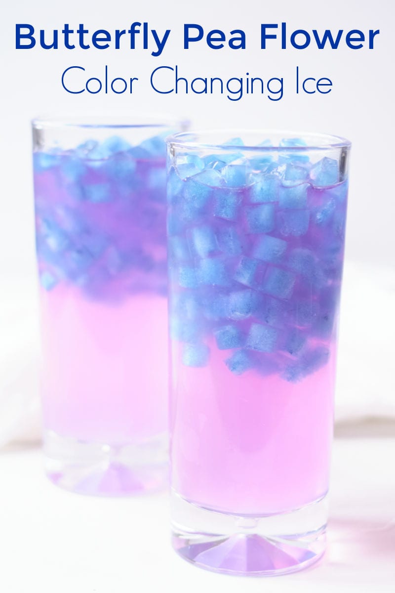 It is fun and easy to make magical color changing ice cubes, when you use all natural butterfly pea flower tea. 