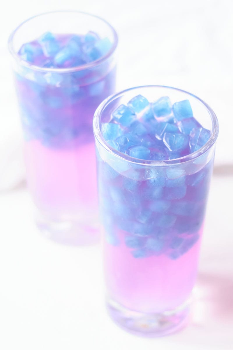 It is fun and easy to make magical color changing ice cubes, when you use all natural butterfly pea flower tea. 