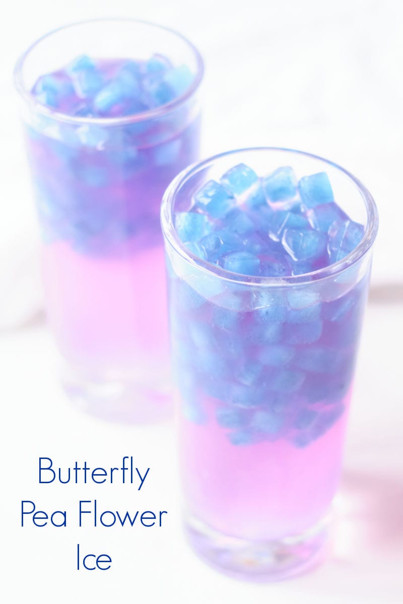 It is fun and easy to make magical color changing ice cubes, when you use all natural butterfly pea flower tea. 