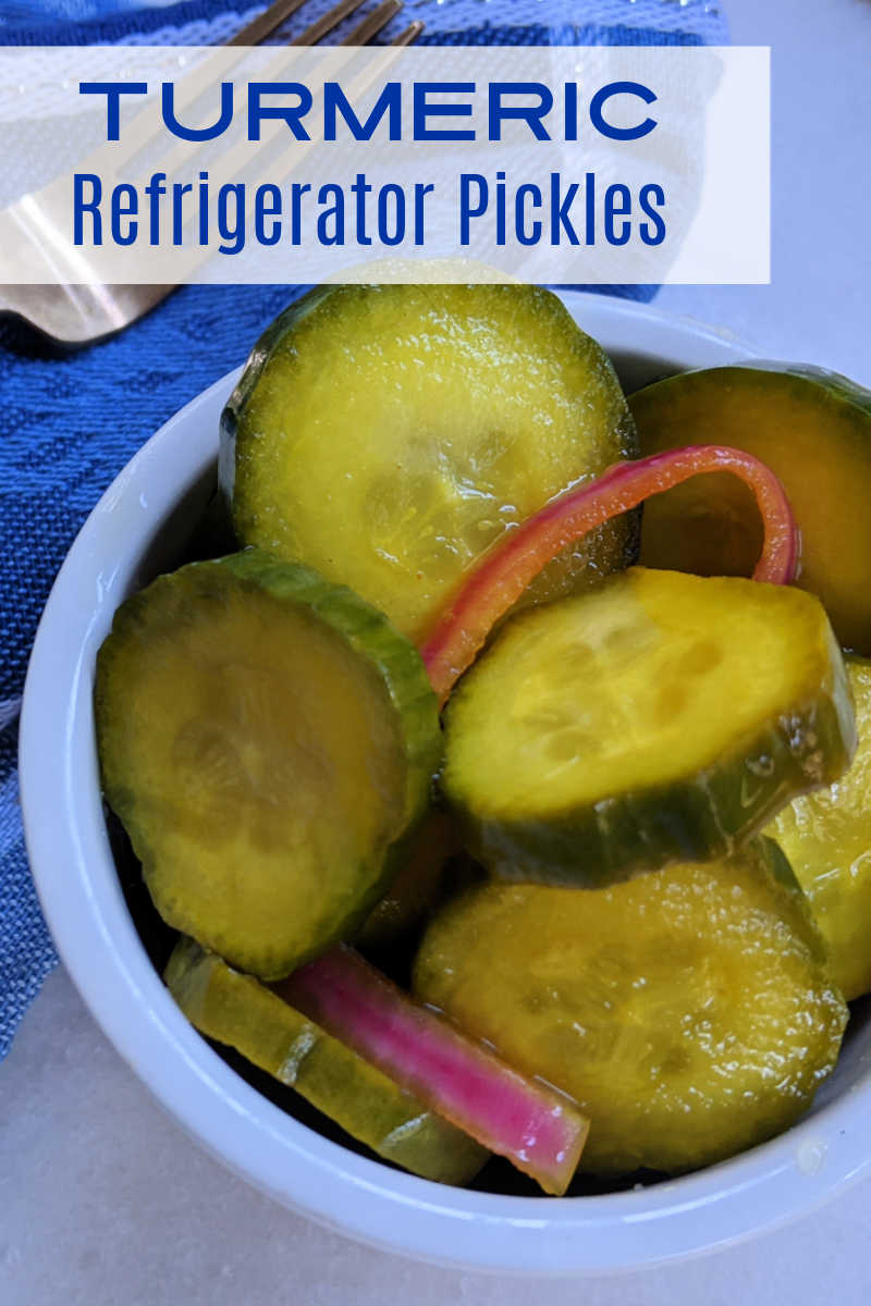 Turmeric refrigerator pickles are easy and absolutely delicious, whether you make them with cucumbers, zucchini or yellow squash. 