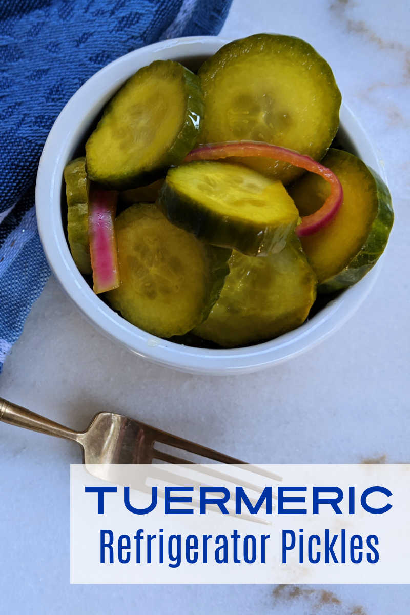 Turmeric refrigerator pickles are easy and absolutely delicious, whether you make them with cucumbers, zucchini or yellow squash. 