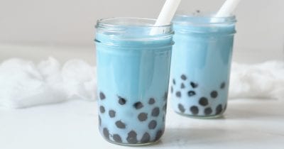 blue boba milk tea.