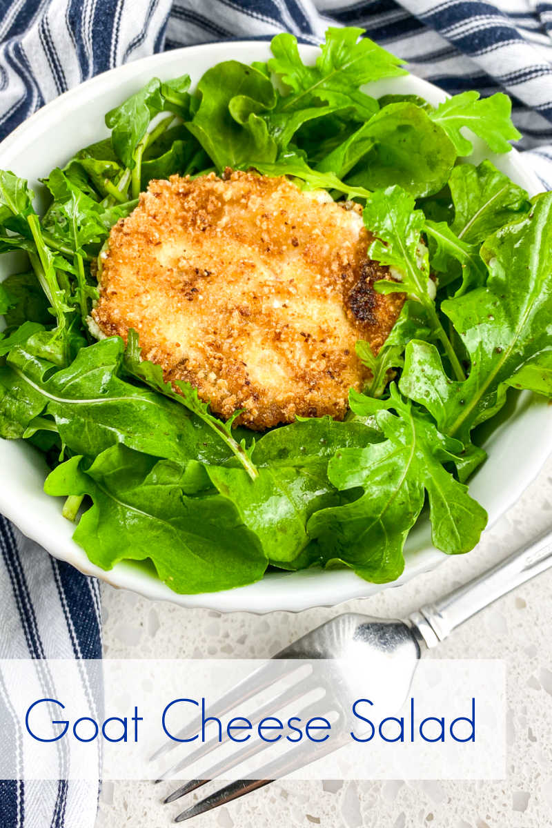 Enjoy this beautiful panko fried goat cheese salad, when you want a satisfying side dish or entre that is bursting with flavor. 