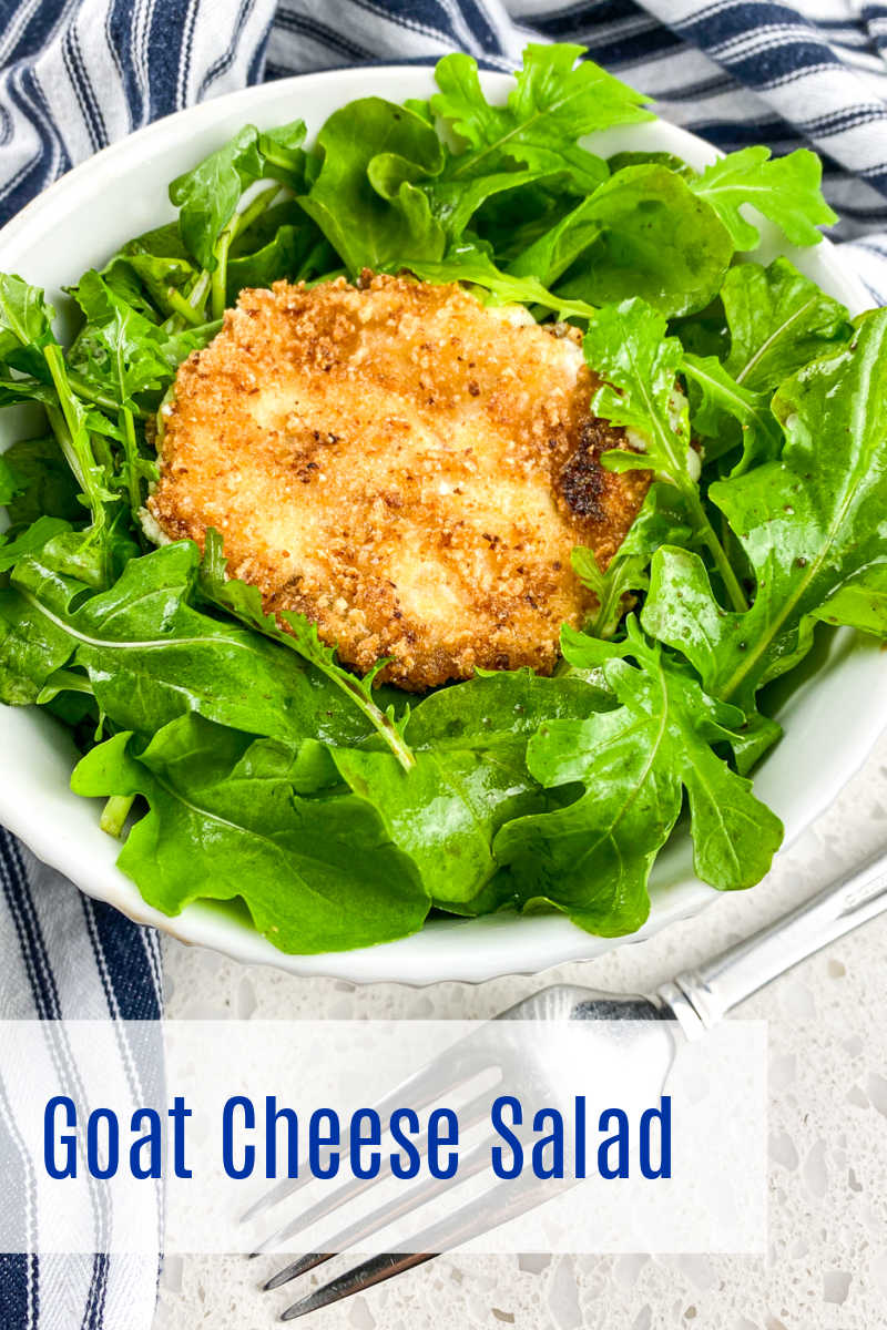 Enjoy this beautiful panko fried goat cheese salad, when you want a satisfying side dish or entre that is bursting with flavor. 