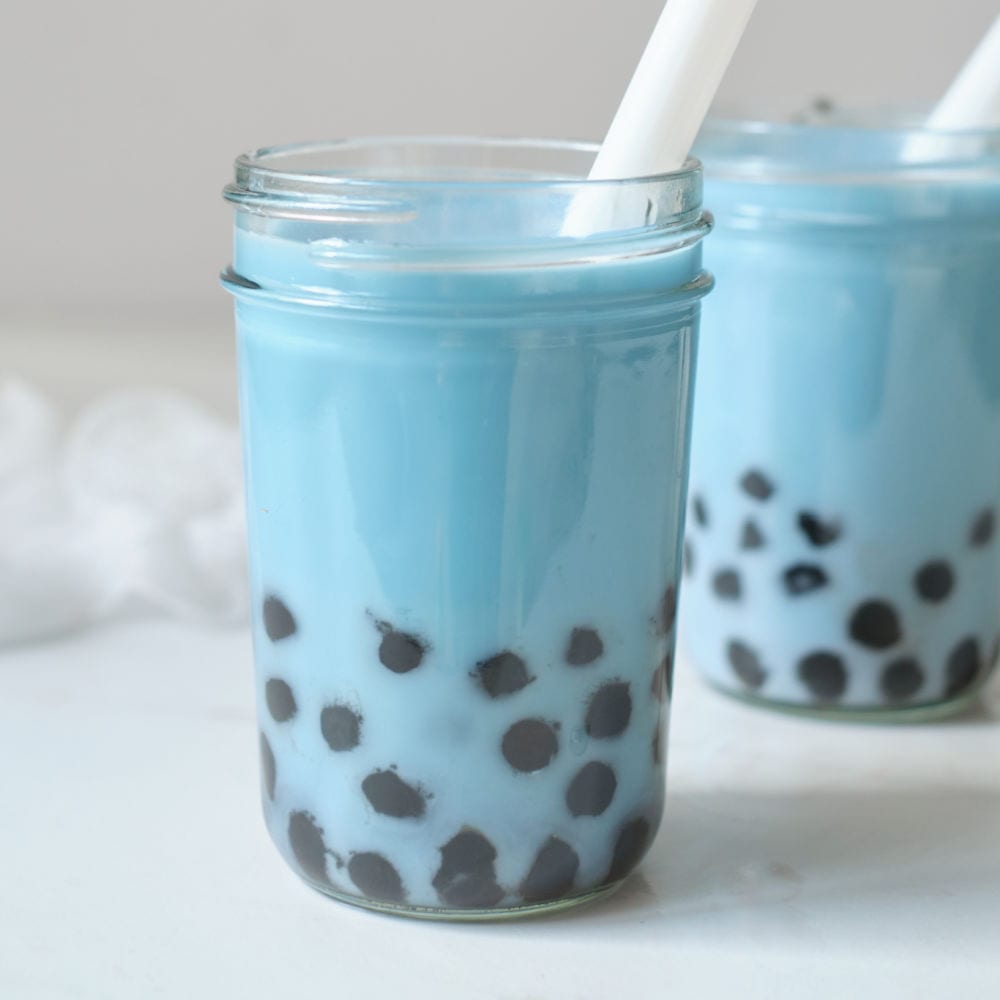 blue boba milk tea