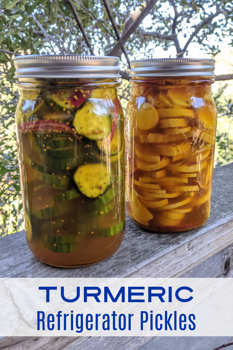 Turmeric refrigerator pickles are easy and absolutely delicious, whether you make them with cucumbers, zucchini or yellow squash. 