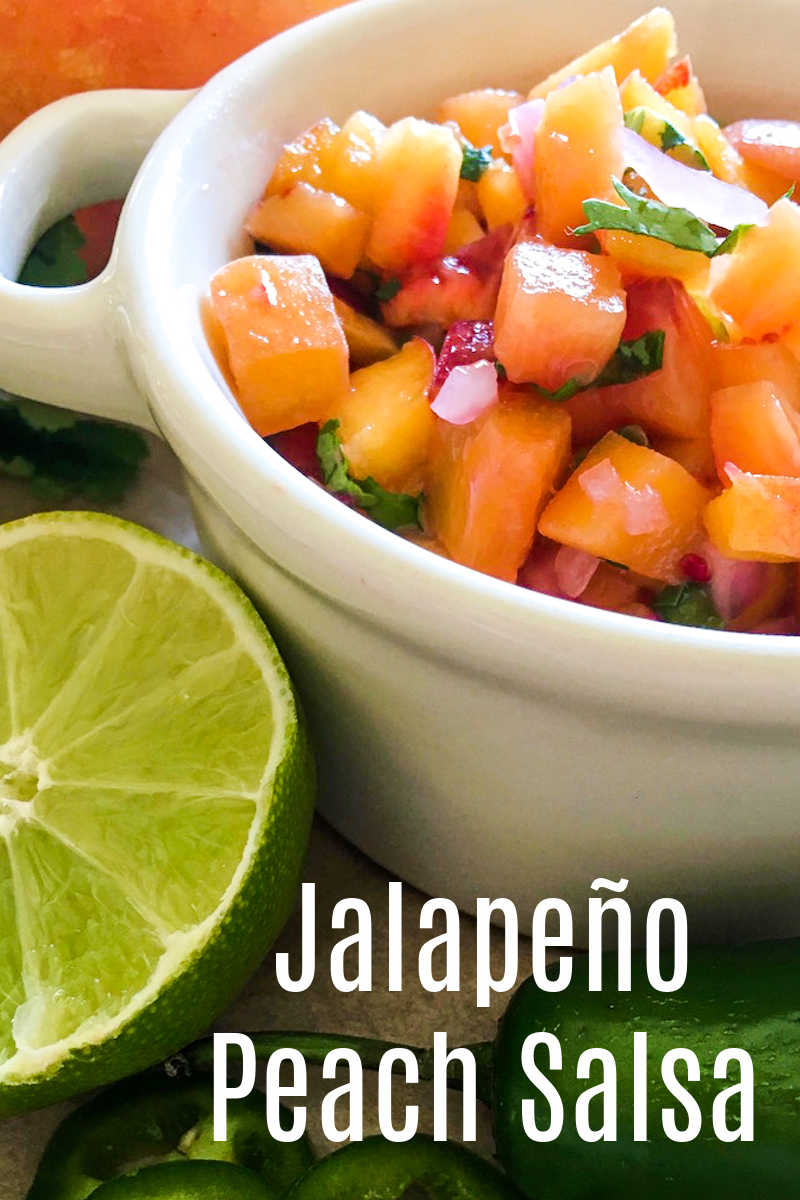 peach salsa with lime and jalapeno peppers.