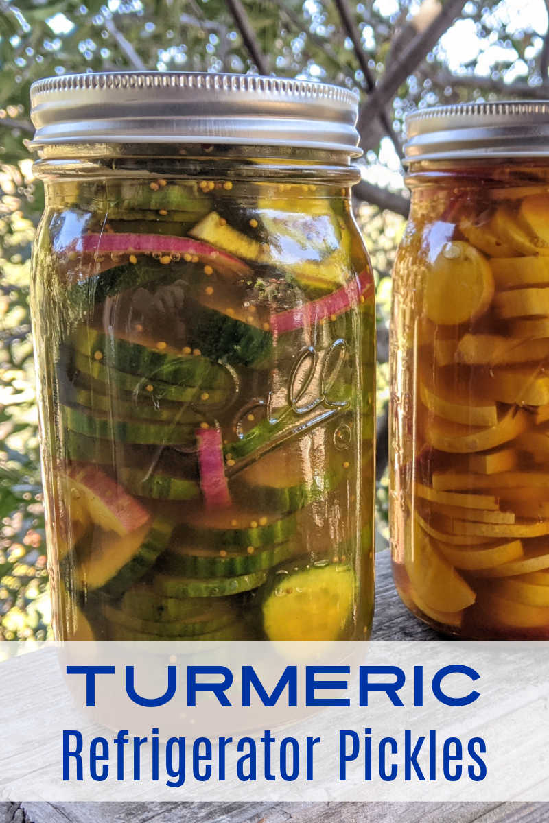 Turmeric refrigerator pickles are easy and absolutely delicious, whether you make them with cucumbers, zucchini or yellow squash. 