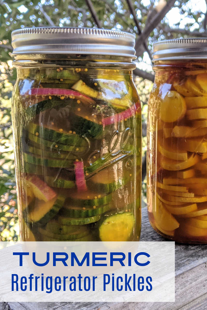 Turmeric refrigerator pickles are easy and absolutely delicious, whether you make them with cucumbers, zucchini or yellow squash. 