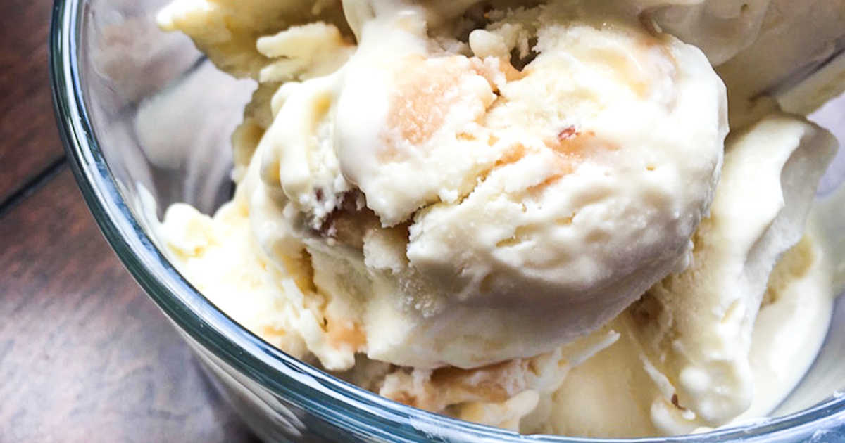 scoops of salted caramel ice cream.