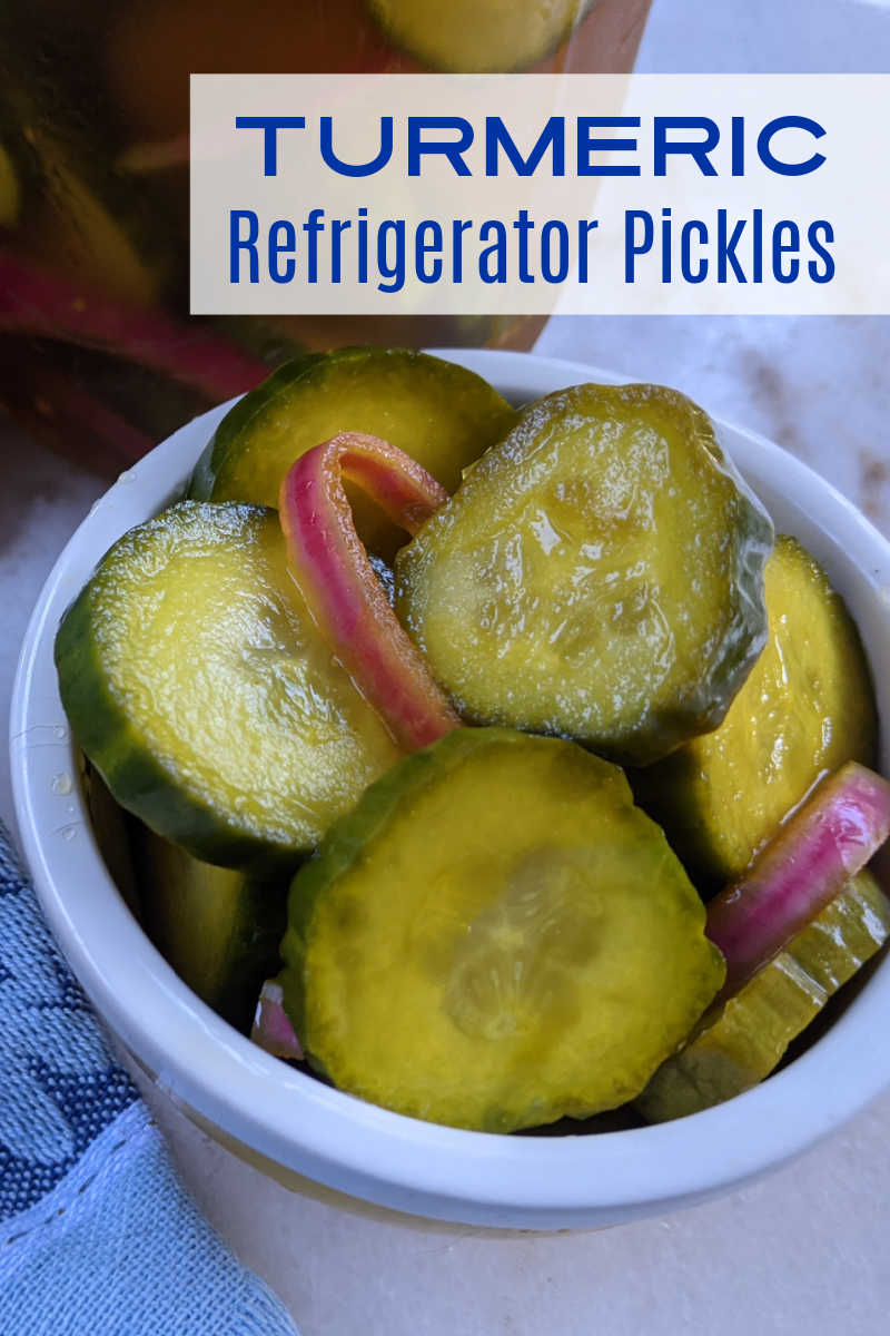 Turmeric refrigerator pickles are easy and absolutely delicious, whether you make them with cucumbers, zucchini or yellow squash. 