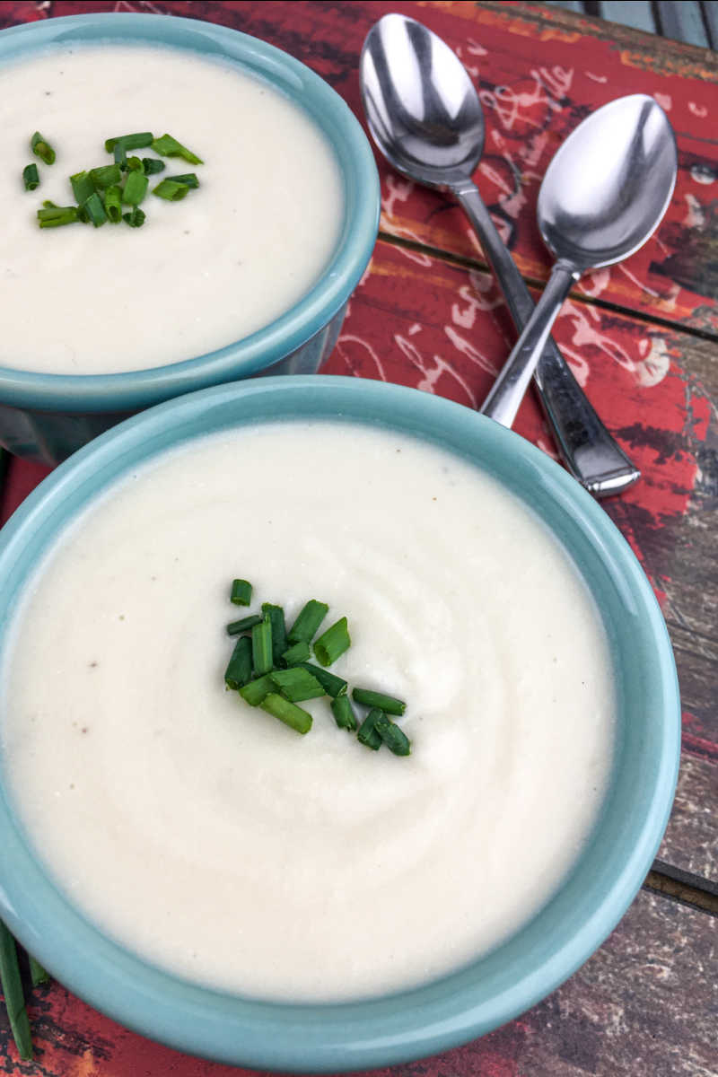 When the weather is cool hot soup is great, but when it's hot outside vegan vichyssoise cold soup is perfectly refreshing.