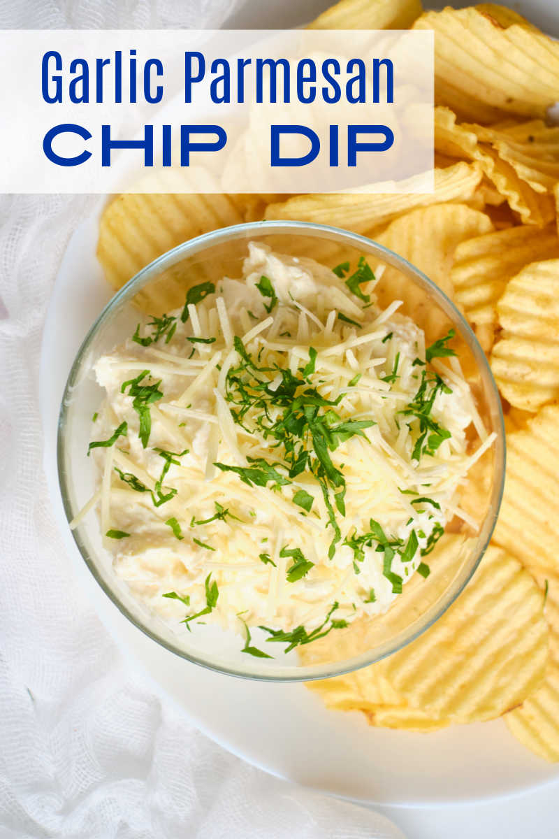 Enjoy this delicious garlic parmesan chip dip, when you are having a party, watching a movie with your family or just because.