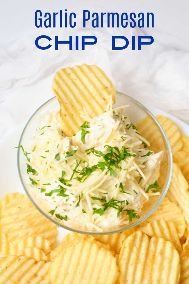 Enjoy this delicious garlic parmesan chip dip, when you are having a party, watching a movie with your family or just because.