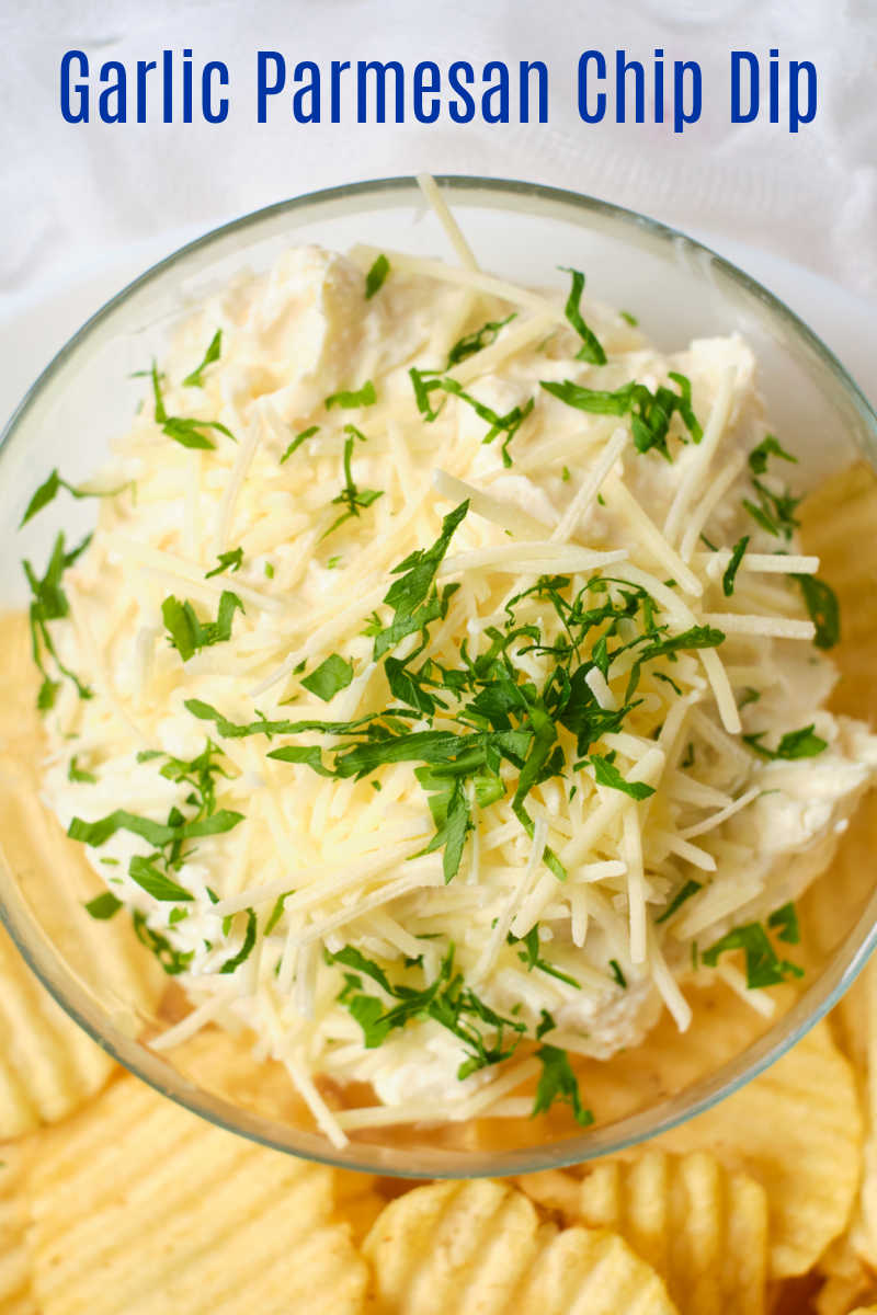 Enjoy this delicious garlic parmesan chip dip, when you are having a party, watching a movie with your family or just because.