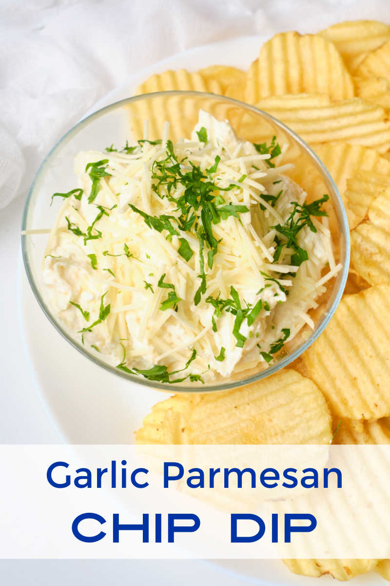 Enjoy this delicious garlic parmesan chip dip, when you are having a party, watching a movie with your family or just because.