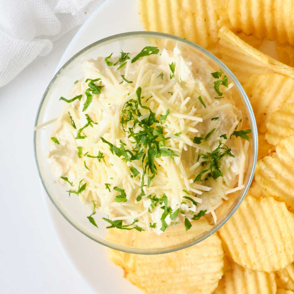 garlic parmesan chip dip.