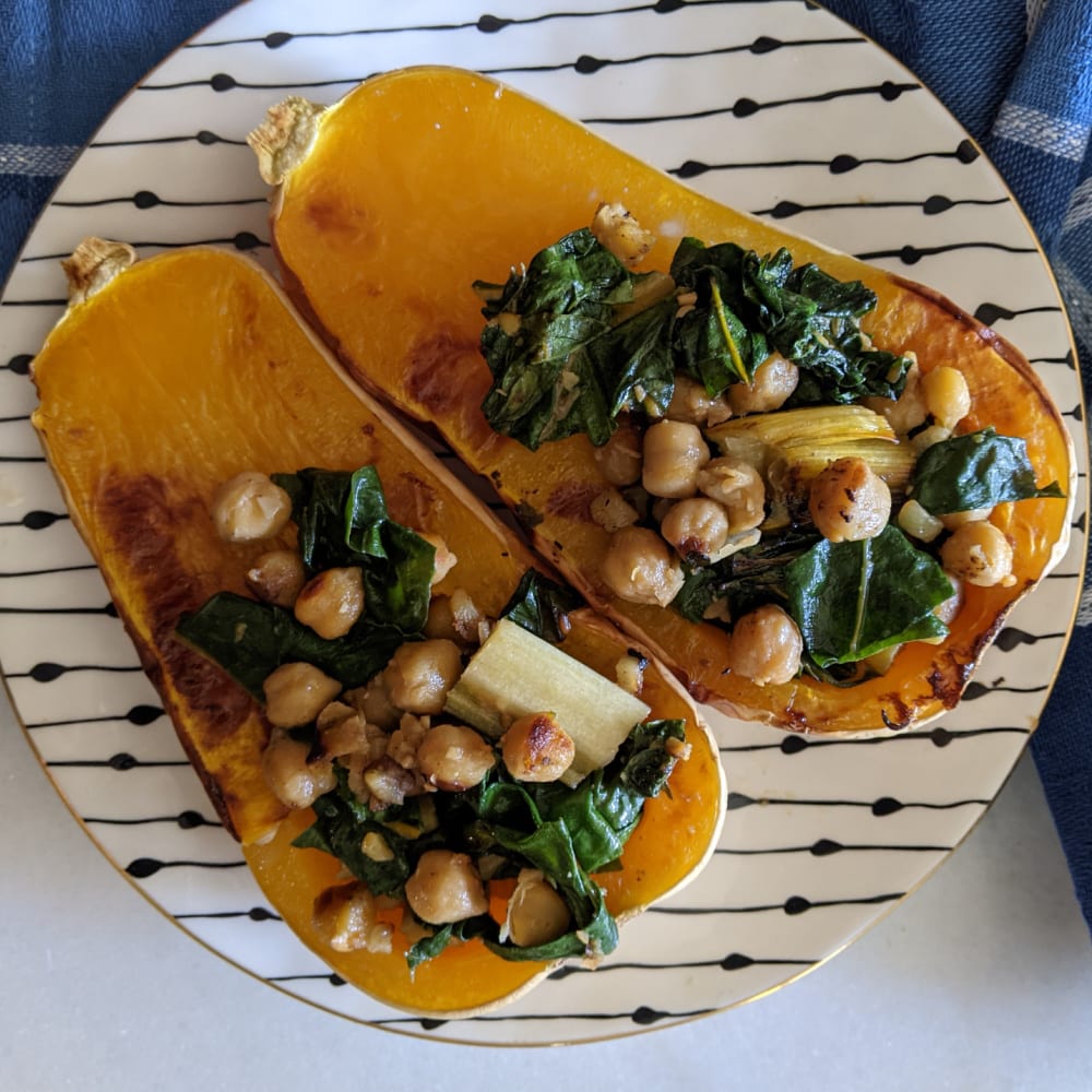 vegan stuffed squash.