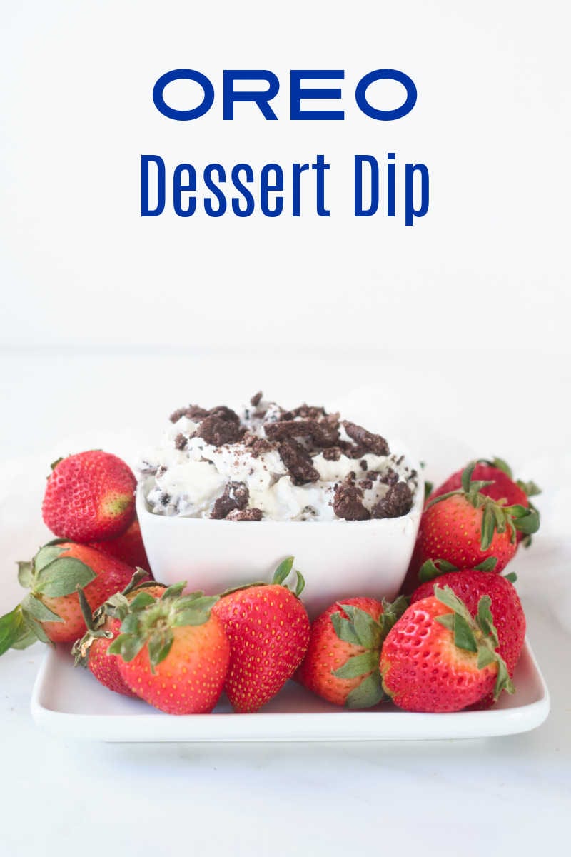 Make this easy Oreo dessert dip, so you can have delicious fun dipping strawberries into this cookies and cream treat.